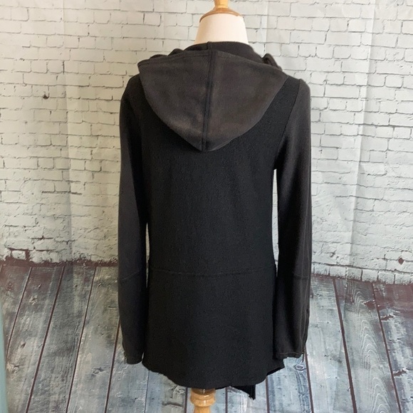 Free People Coat Black Drippy Wool Jacket S Asymmetrical Granola  Boho Festival - Picture 11 of 16